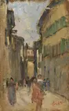 Via Maffia by Cesare Ciani, oil on cardboard, offered Oct 2020
