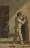 Cesare Bartolena, La partenza del coscritto, oil on tavoletta