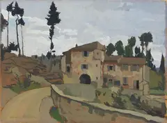 Paesaggio con cascina by Llewelyn Lloyd, 1929, oil on compensato, offered Oct 2020