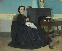 Francesco Vinea, La moglie del pittore Stefano Ussi, oil on cardboard
