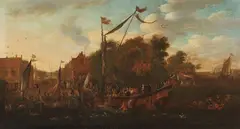 Hendrik van Minderhout, Veduta di porto, 1668, oil on canvas