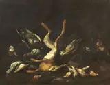 Felice Boselli, Gatto selvatico che assale della cacciagione, 1690, oil on canvas