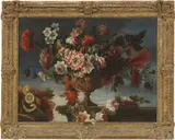 Jean-Baptiste Monnoyer, Natura morta con fiori e frutta, oil on canvas