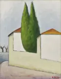 Case con cipressi by Ottone Rosai, 1956, oil on canvas, offered Nov 2019