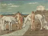 Giorgio de Chirico, I Dioscuri che abbeverano i loro cavalli