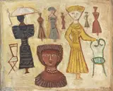 Massimo Campigli, Promenade (Promenade à la femme en noir), 1954, oil on canvas