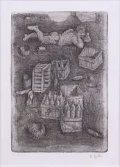 Domenico Gnoli, Studio di oggetti, etching