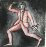 Roberto Barni, Figura con colomba, 1988, acrylic on paper