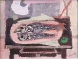 Gianni Vagnetti, Pesci, oil on cardboard