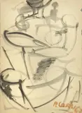Primo Conti, Figura, 1967, mixed media on paper