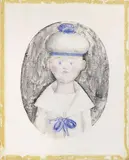 Antonio Bueno, Marinaretto in ovale, 1965, mixed media on paper applicata on canvas