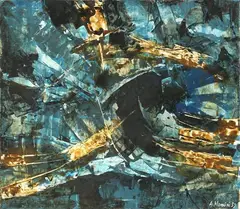 Composizione by Alvaro Monnini, 1959, mixed media on paper applicata on faesite, offered Nov 2019