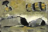 Composizione by Mario Sironi, tempera on paper applicata on canvas, offered Nov 2019