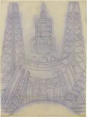 Centrale elettrica by Fortunato Depero, 1955, ink on paper applicata on canvas, offered Nov 2019