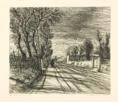Strada al tramonto by Lino Bianchi Barriviera, 1955, etching, offered Oct 2019