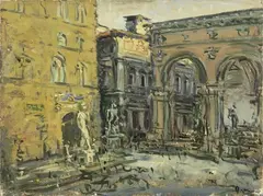 Piazza della Signoria by Enzo Pregno, oil on canvas, offered Oct 2019