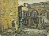 Piazza della Signoria by Enzo Pregno, oil on canvas, offered Oct 2019