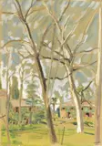Mario Cavaglieri, Veduta del parco di Peyloubère, watercolour on paper