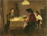 Interno by Cafiero Filippelli, oil on compensato, offered Oct 2019