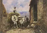 Ferruccio Rontini, Carro di fieno, oil on canvas