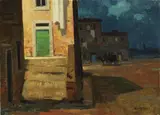 Via dei Mulini a Vento by Renato Natali, oil on compensato, offered Oct 2019
