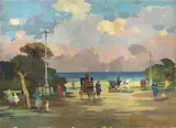 Passeggio all'Ardenza by Renato Natali, oil on panel, offered Oct 2019