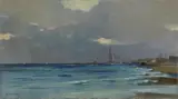 Il Fanale di Livorno by Renato Natali, oil on compensato, offered Oct 2019