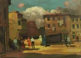 Livorno Vecchia by Renato Natali, oil on compensato, offered Oct 2019