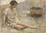 Pensieri by Cesare Ciani, oil on panel, offered Oct 2019