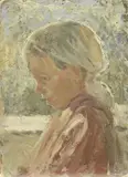 Fanciulla by Cesare Ciani, oil on cardboard, offered Oct 2019