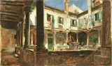 Vincenzo Cabianca, Chiostro, oil on panel