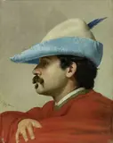 Raffaello Sorbi, Falconiere, oil on canvas
