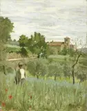 Silvestro Lega, Campagna con contadino fra il grano