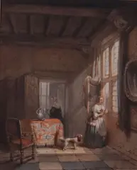 Hubertus van Hove, Interno, watercolour on paper