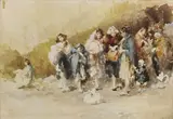 L'elemosina by Vincenzo Irolli, watercolour on paper, offered Oct 2019