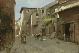 Teofilo Patini, Strada di paese, oil on tavoletta