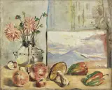 Filippo de Pisis, Natura morta con paesaggio