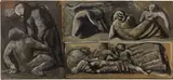 Composizione di figure by Mario Sironi, tempera and tracce di pencil grassa on paper applicata on canvas, offered Jun 2019
