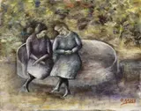Donne sulla panchina by Ottone Rosai, 1926, oil on canvas, offered Jun 2019