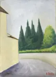 Strada con casa e cipressi by Ottone Rosai, 1954, oil on canvas, offered Jun 2019
