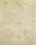 Fortunato Depero, Simultaneità cittadine, inchiostro and pencil on paper applicata on canvas