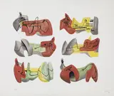 Henry Moore, Six reclining figures, 1963, lithograph a sette colori