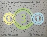 Michelangelo Pistoletto, La formula trinamica del terzo Paradiso, mixed media on piastrella in ceramica