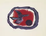 Georges Braque, Oiseau sur fond carmine (Oiseau XIV), 1958, etching a colori