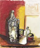 Renato Guttuso, Natura morta, tempera on paper applicata on canvas