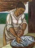 Giuseppe Migneco, Pescatrice, oil on canvas