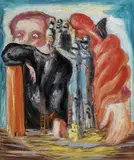Roberto Barni, Parata di personaggi, oil on canvas