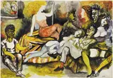 Renato Guttuso, Lo studio del pittore, mixed media on paper applicata on canvas