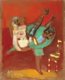 Figure by Mino Maccari, oil on panel, offered Jun 2019