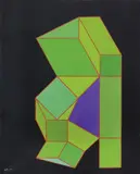 Achille Perilli, L'astuto Dioscuro, 2006, mixed media on canvas